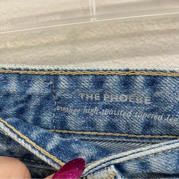 AG Adriano Goldschmied The Phoebe Tapered Jeans Distressed Light Wash Denim 24R - Picture 6 of 9